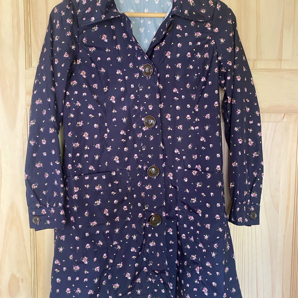 Navy Mini-Rose Raincoat / Trench – Japan Size S (fits US XS/S)